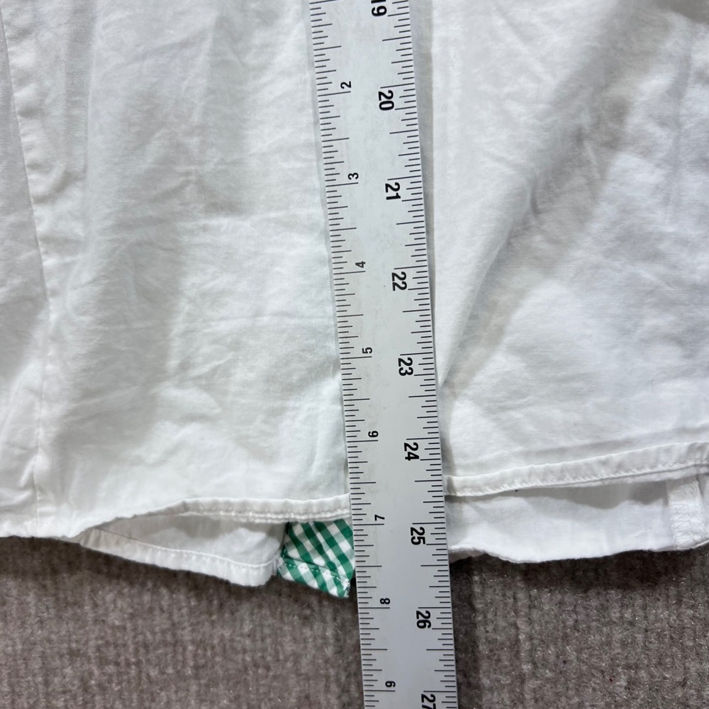 Arido Women's White Button Down Shirt 3/4 Sleeve Gingham Trim Size 46 us l - Picture 7 of 7